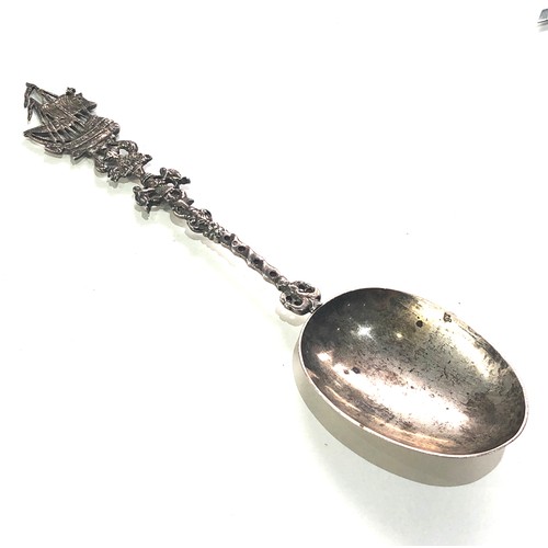 57 - Large ornate antique Dutch  silver spoon measures approx 27cm bowl measures approx 9cm by 6.2cm wide... 