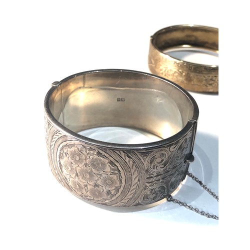 354 - Vintage silver cuff bangle and 9ct gold on silver bangle cuff bangle measures approx 32mm wide total... 