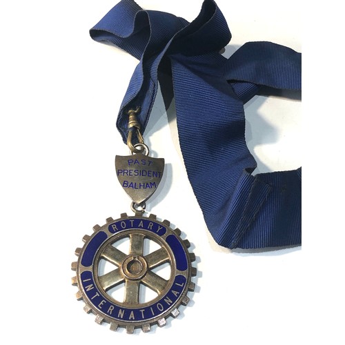 490 - Large Rotary International Past President medal sterling silver and enamel medal weight 60g