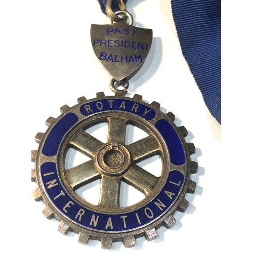 490 - Large Rotary International Past President medal sterling silver and enamel medal weight 60g