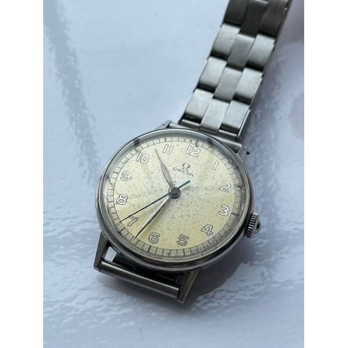 70 - Early Vintage Omega centre second minute dial gents wristwatch stainless steel case watch is ticking... 