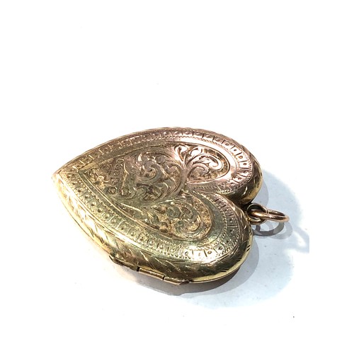 215 - Antique 9ct gold heart locket locket chester hallmarks  measures approx 3.3cm drop by 2.8cm wide wei... 