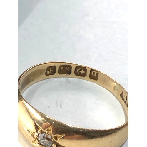 293 - Antique 18ct gold diamond gypsy ring weight 3g