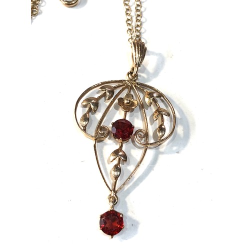 190 - Edwardian 9ct gold pendant and chain  penant measures approx 4.5cm drop by 2.3cm wide weight 3.7g