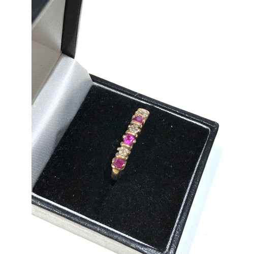 239 - 9ct gold diamond and ruby half eternity ring weight 2.4g