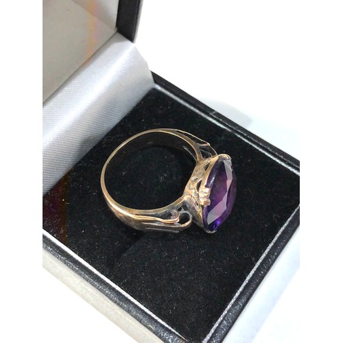 144 - 14ct gold large amethyst ring weight 6.3g