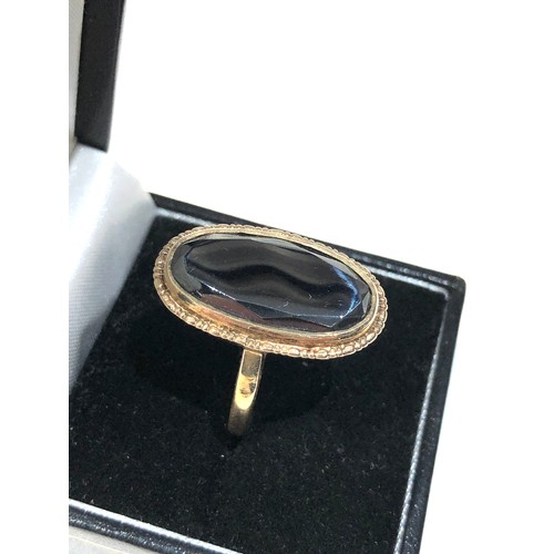 155 - 9ct gold hematite art deco ring weight 7g