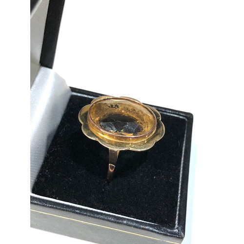 252 - 1960s 9ct gold citrine cocktail ring weight 7g