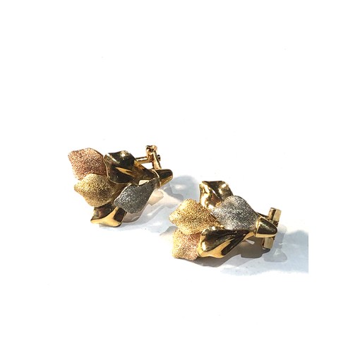 95 - 18ct gold foliate earrings weight 8.1g