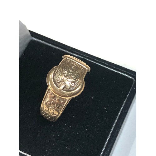 279 - 9ct gold buckle ring weight 4.6g