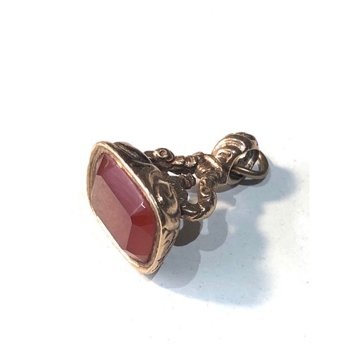 185 - 10ct gold antique carnelian fob