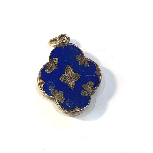 274 - Antique gold enamel mourning hair locket pendant measures approx 2.3cm drop by 17mm wide