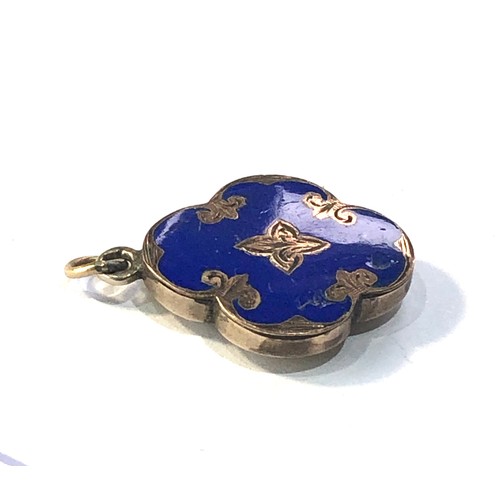 274 - Antique gold enamel mourning hair locket pendant measures approx 2.3cm drop by 17mm wide