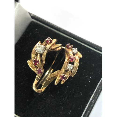 202 - 14ct gold diamond and ruby ring weight 6.3g