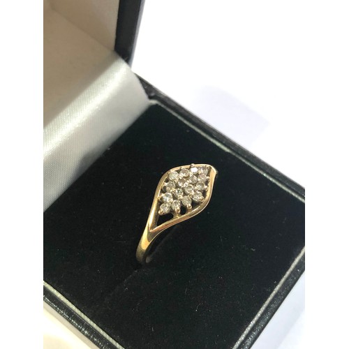 156 - 9ct gold diamond cluster ring weight 2.4g