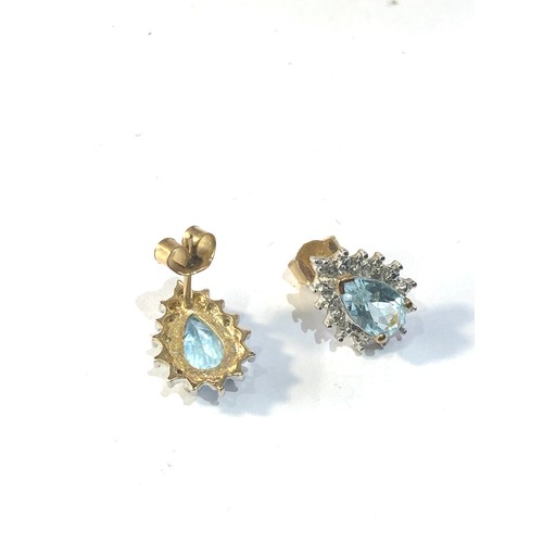 219 - 9ct gold gemstone halo stud earrings weight 2.1g