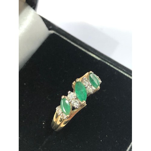 161 - 9ct gold emerald and diamond ring weight 3g