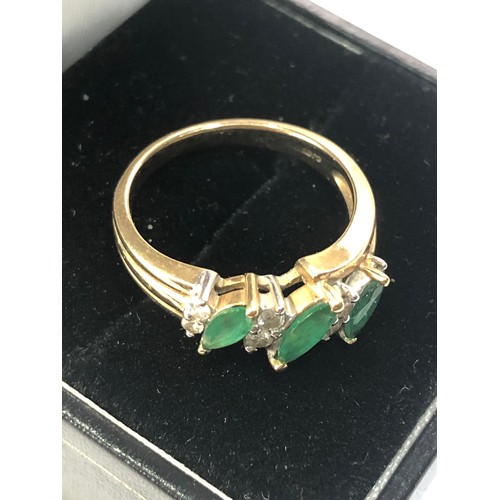 161 - 9ct gold emerald and diamond ring weight 3g