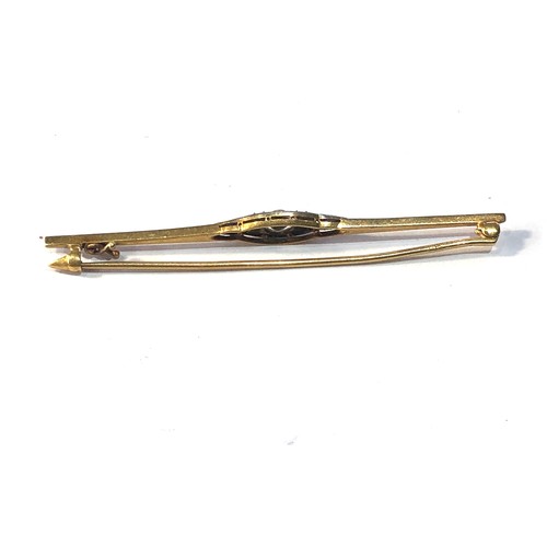 184 - Antique 18ct gold diamond and sapphire bar brooch