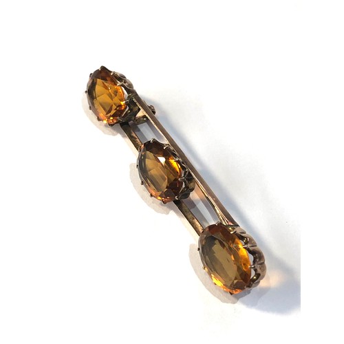 181 - Antique 9ct gold & citrine brooch measures approx 4.7cm long