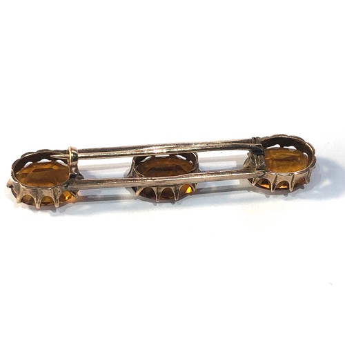 181 - Antique 9ct gold & citrine brooch measures approx 4.7cm long