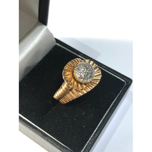 292 - Retro 18ct gold diamond ring 9.7g