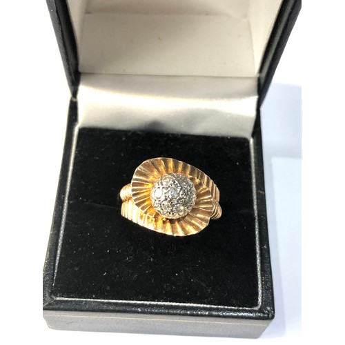 292 - Retro 18ct gold diamond ring 9.7g