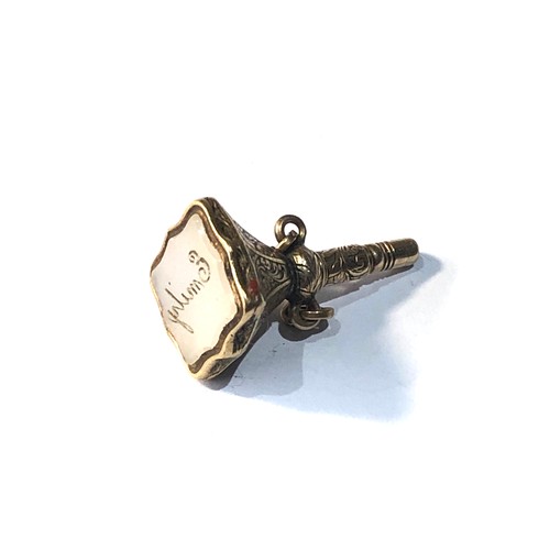 266 - Antique 15ct gold intaglio fob seal watch key emily