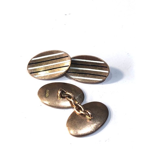 304 - Antique 9ct gold enamel cufflinks weight 7.3g