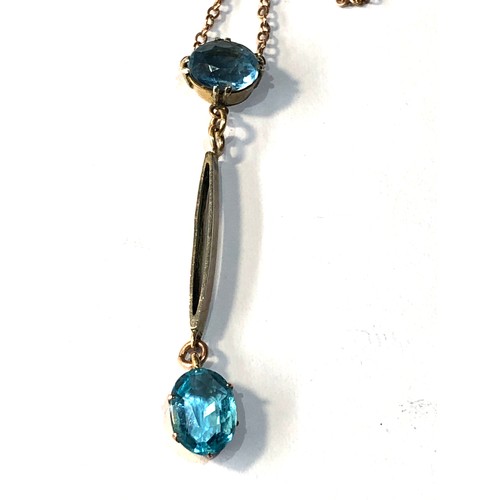 324 - Antique 9ct gold gemstone drop pendant and necklace pedant measures approx 4cm drop weight 2.8g