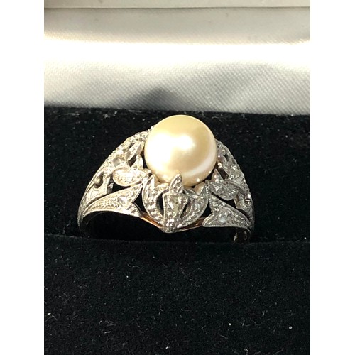 180 - 9ct gold diamond and pearl ring & dress studs weight 11.9g xrt tested