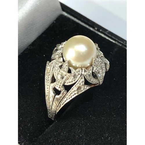 180 - 9ct gold diamond and pearl ring & dress studs weight 11.9g xrt tested