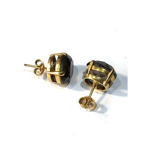 259 - 9ct gold smoky quartz stud earrings weight 4.5g