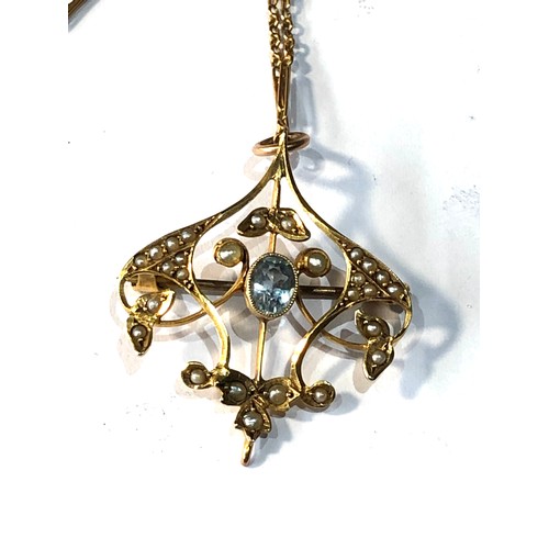 150 - 9ct gold edwardian pendant and chain pendant measures approx 3.5cm by 2.8cm weight 5.2g