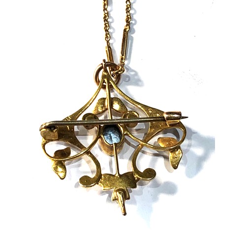 150 - 9ct gold edwardian pendant and chain pendant measures approx 3.5cm by 2.8cm weight 5.2g