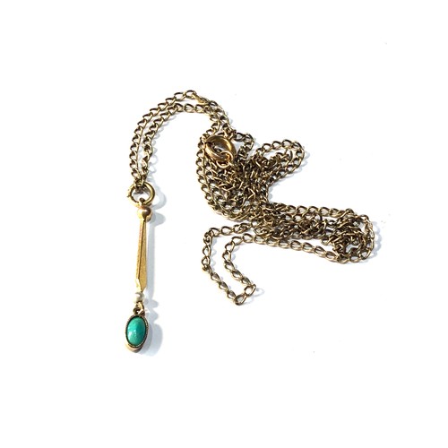 251 - Antique 9ct gold turquoise drop necklace