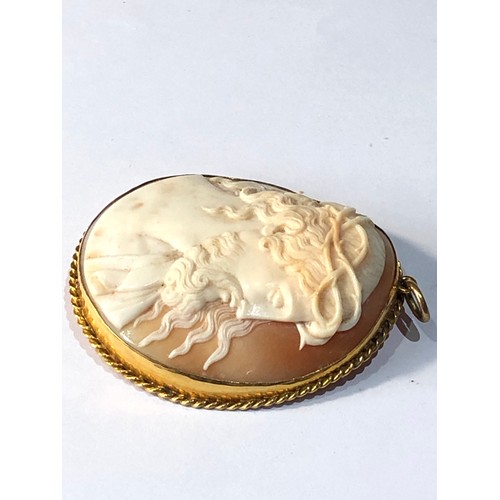 247 - Fine large 9ct gold framed cameo pendant measures approx 5.5cm by 5cm