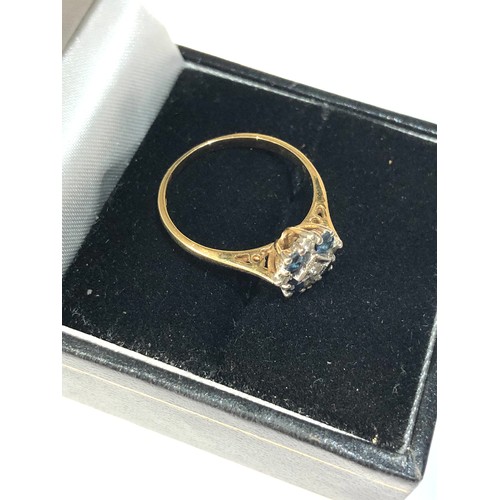 217 - 9ct gold diamond & sapphire dainty ring weight 2.3g