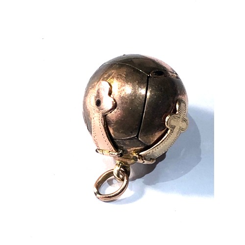 223 - 9ct gold & silver masonic ball pendant