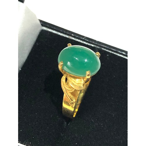 236 - Hi carat gold Chinese jade ring hallmarked 23k weight 5.3g