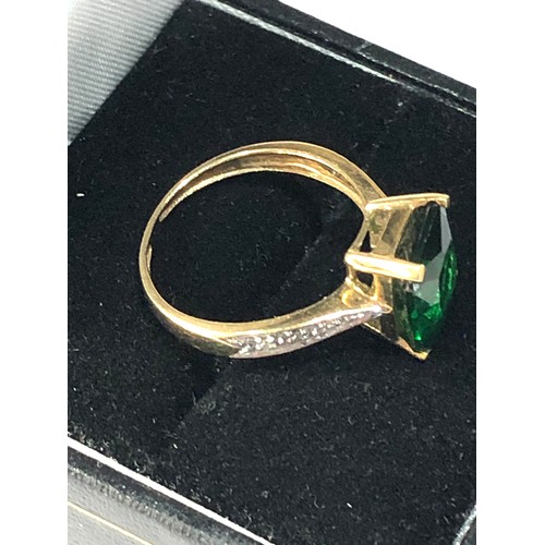 241 - 9ct gold diamond shoulder and gemstone  ring weight 2.2g