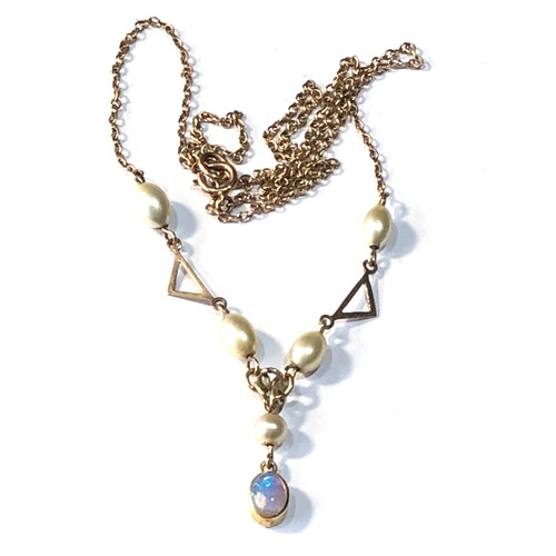 191 - 9ct gold opal and pearl necklace