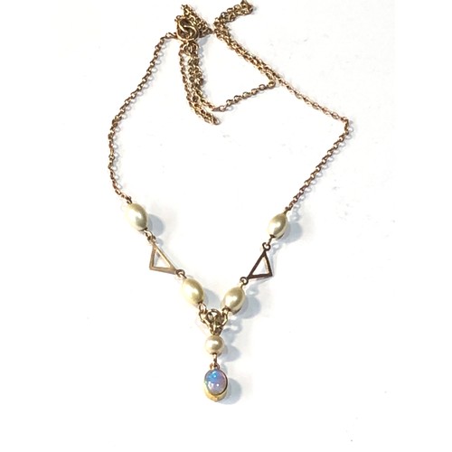 191 - 9ct gold opal and pearl necklace