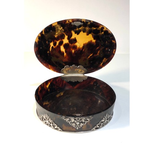 1 - Large antique tortoiseshell and silver mounted box measures approx 19cm by 15cm height 6cm good anti... 