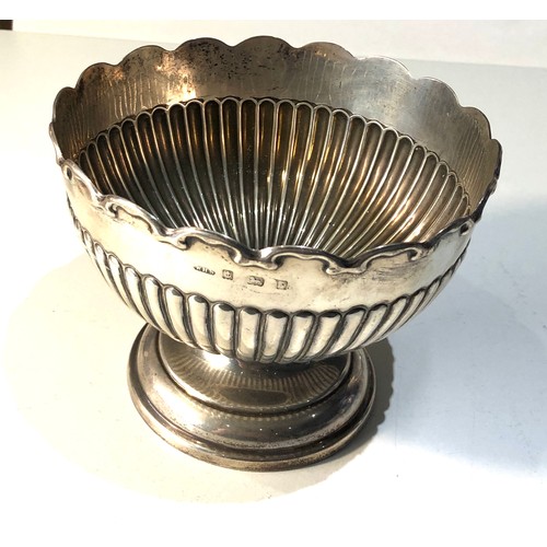 22 - Silver rose bowl measures approx 13.2cm dia height 10cm weight 220g