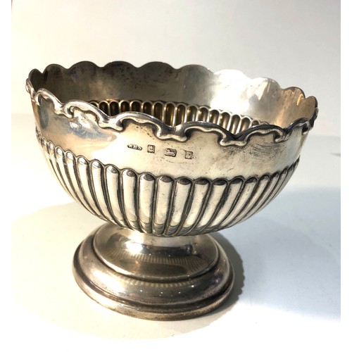 22 - Silver rose bowl measures approx 13.2cm dia height 10cm weight 220g