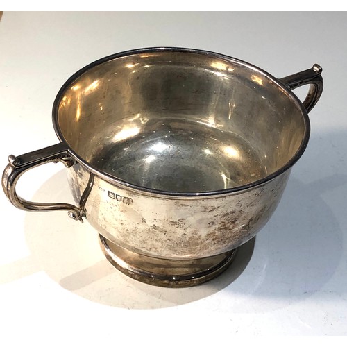 41 - 2 handle silver bowl measures approx 20cm wide height 9cm weight 257g London silver hallmarks