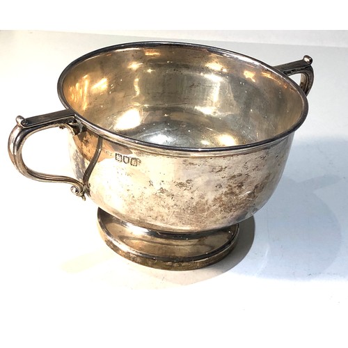 41 - 2 handle silver bowl measures approx 20cm wide height 9cm weight 257g London silver hallmarks