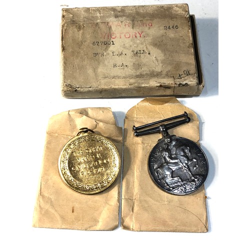 431 - ww1 medal pair with box to 677001 driver L.A.TALL R.A