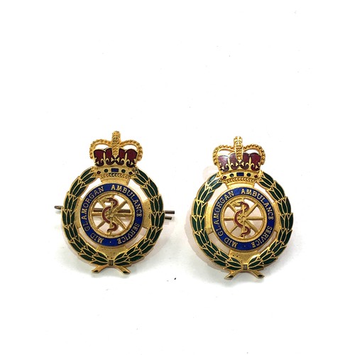 455 - 2 obsolete mid glamorgan ambulance service cap badges by fattorini